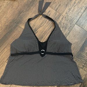 Contour Black White Polka Dots Tankini Halter Sz 22W